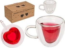 Doppelwandiges Thermo-Glas mit Herzform, ca. 9 x
