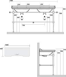Doppelwaschbecken/Waschbecken/Waschbecken mit