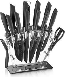 D.Perlla Messerblock, 16-TLG Antihaft-Messer mit