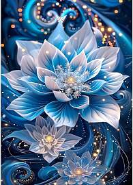 DPHERO DIY Blaue und Weiße Blumen Diamant