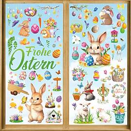 DPKOW 9 x Frohe Ostern Fensterbilder, Deutsch