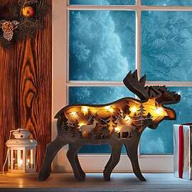 Drawelry 3D Holz Elch Statue Holzschnitzerei