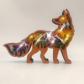 Drawelry 3D Holz Fuchs Statue Ornamente Waldtiere
