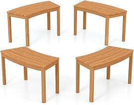 DREAMADE Gartenbank Holz, 4er Set Gebogene
