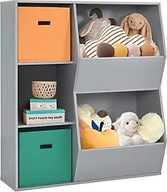 DREAMADE Kinderregal mit 5 Ablage und 2 Stoffbox,
