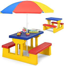 DREAMADE Kindersitzgruppe mit Sonnenschirm,