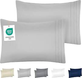 DREAMZIE Kissenbezug 40x70 Grau 2er Set Premium