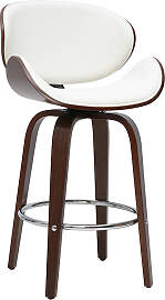 Drehbarer Barhocker weiß und dunkles Holz 65 cm