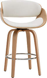Drehbarer Barhocker weiß und helles Holz 69 cm