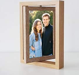 Drehbarer Fotorahmen Holz - Bilderrahmen 10x15cm,
