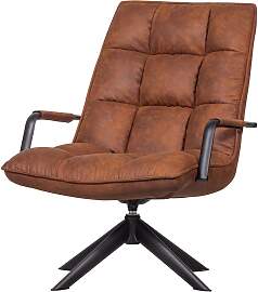 Drehsessel Jouke mit Armlehne, PU-Leder Cognac,