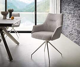 Drehstuhl Alja-Flex mit Armlehnen Cord Silbergrau