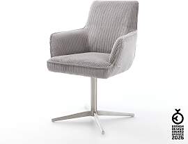 Drehstuhl Heira-Flex mit Armlehnen Cord Silbergrau 