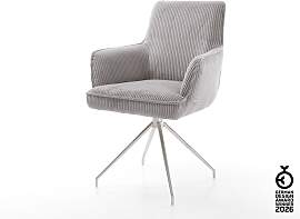 Drehstuhl Heira-Flex mit Armlehnen Cord Silbergrau 