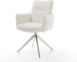 Drehstuhl Jova-Flex mit Armlehnen Bouclé Weiß