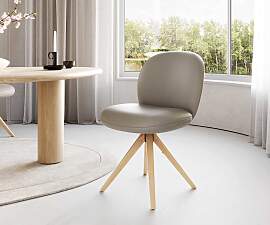 Drehstuhl Nube-Flex Echt-Leder Schlamm Holzgestell 