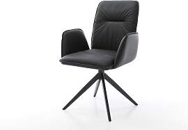 Drehstuhl Vinja-Flex Echt-Leder Schwarz