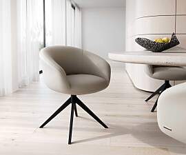 Drehstuhl Vinka-Flex mit Armlehnen Echt-Leder