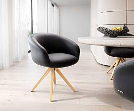 Drehstuhl Vinka-Flex mit Armlehnen Echt-Leder