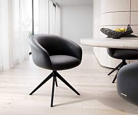 Drehstuhl Vinka-Flex mit Armlehnen Echt-Leder