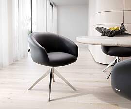 Drehstuhl Vinka-Flex mit Armlehnen Echt-Leder