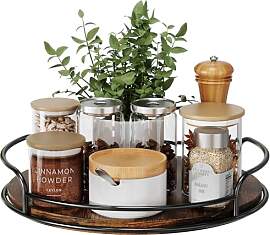 Drehteller Holz Organizer, Lazy Susan Gewürzregal 