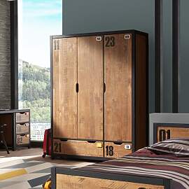 Drehtüren-Kleiderschrank Beli Kiefer teilmassiv