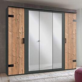 Drehtürenschrank Viano Eiche Dekor mit Spiegel