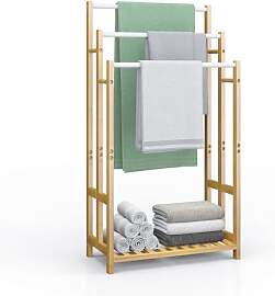 Dripex Freistehender Handtuchhalter Bambus Höhe