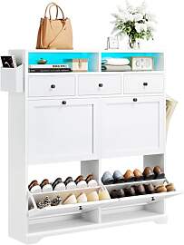 Dripex Schuhschrank schmal 4 Klappen und 3