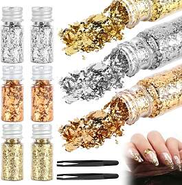 dsDAEDK 6 Flasche Gold Flocken, 3-Farbige