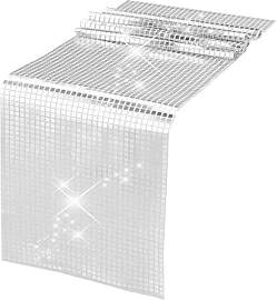 DSLSQD Disco Party Tischläufer,30x180cm Silber