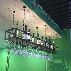 DSVONAUS Deckenregal Weinregal mit Glashalter,