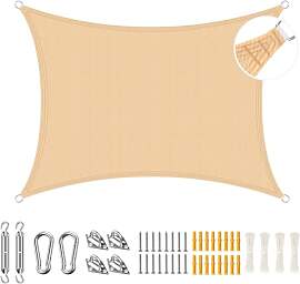 Duerer 3x4m Sonnensegel mit Befestigungs Kit,