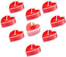 Duftkerzen in Herzform – Set mit 9 roten Kerzen