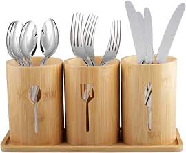 duisoad Besteckhalter Bambus, Utensilienhalter