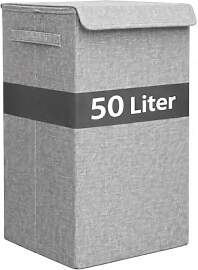 DuneDesign Wäschekorb mit Deckel 50 Liter