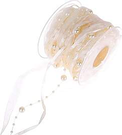 Duories 10m Perlengirlande mit Organza,8+3mm