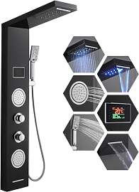 Duschpaneel LED ohne Batterie, OUGOO Duschpaneel