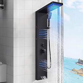 Duschpaneel Schwarz LED Multifunktionale