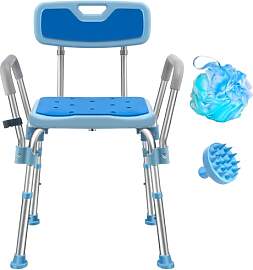 Duschstuhl mit Armen & Lehne, Badhocker 180KG