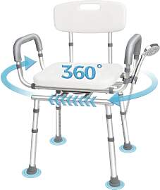 Duschstuhl mit Armlehnen und Rückenlehne, 360°