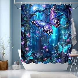 Duschvorhang Blau,Duschvorhang 150x180,Badevorhang 