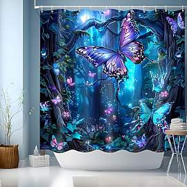 Duschvorhang Blau,Duschvorhang 180x180,Badevorhang 