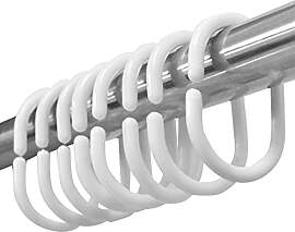 Duschvorhang Ringe, 12 Pack, Weiß, 4.6 x 2.9 cm
