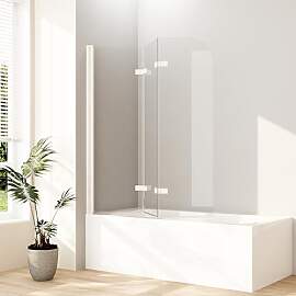 Duschwand für Badewanne Weiß, Duschwand