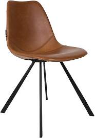 Dutch Bone Stuhl aus braunem PU-Leder, tiefe