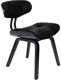 Dutch Bone Stuhl PU-Leder schwarz, 50er-Jahre-Stil 