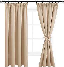 DWCN Gardinen Blickdicht 2er Set Beige Vorhänge