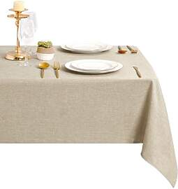 DWCN Leinen Beige Tischdecke Leinenoptik 135x220cm 
